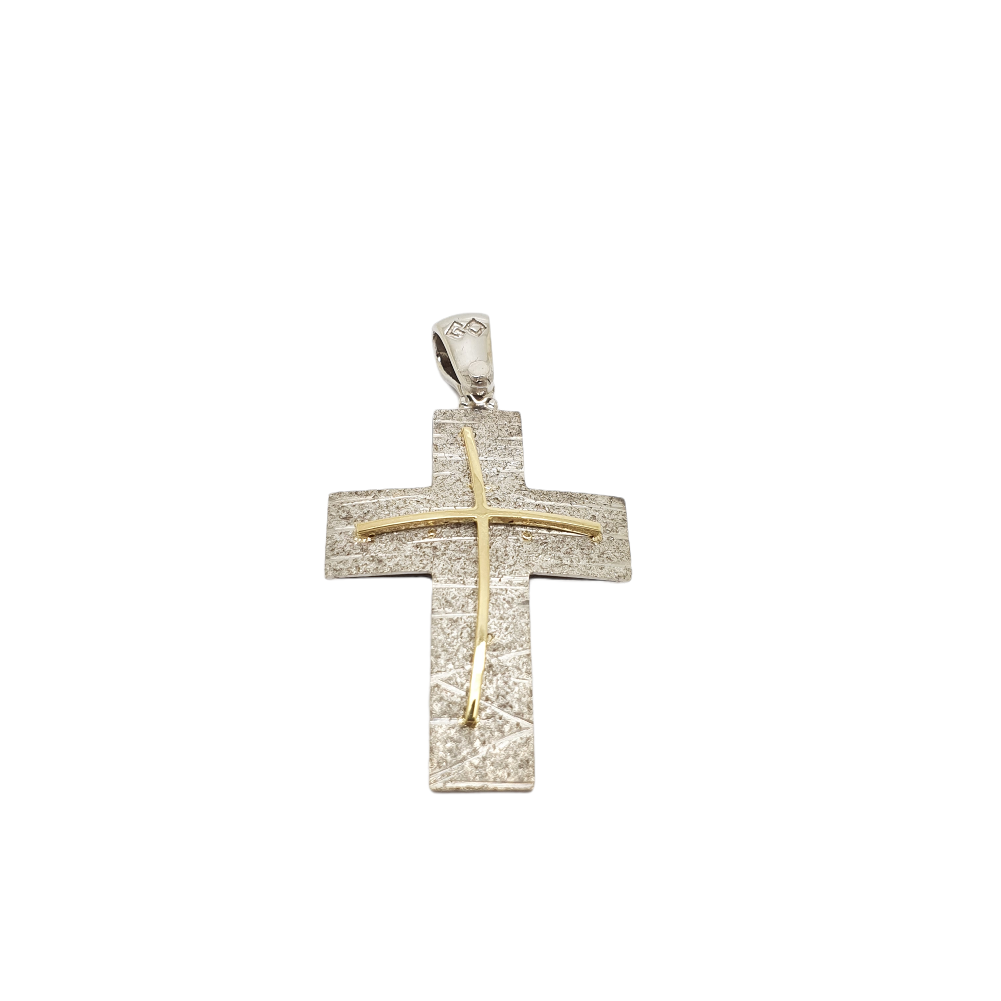 Σταυρός απο σαγρέ λευκόχρυσο κ14 με έξτρα χρυσό σταυρουδάκι κ14 (code GP1887)